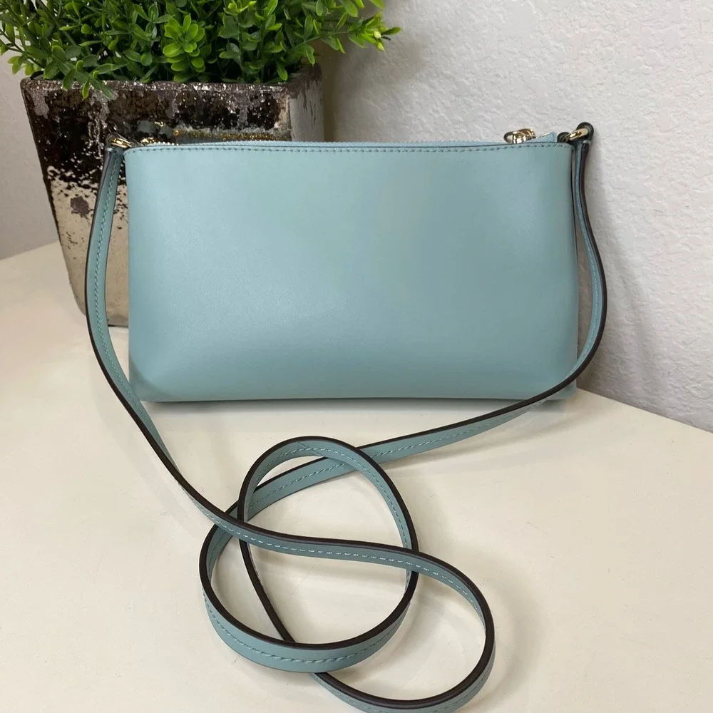 Kate Spade New York Ivy Street Amy Stone Blue Leather Tassel Crossbody Bag Purse